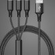 كابل بيانات واحد إلى ثلاثة بيانات USB مضفر سريع الشحن للهاتف المحمول متعدد الوظائف متعدد الوظائف