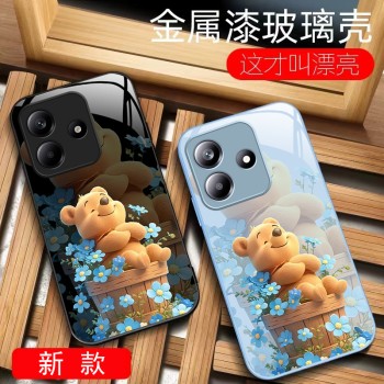 مناسبة لـ Redmi K80 Case Mobile Phone Case K70 Cartoon K60 Winnie Bear K50 Blue Flowers K40 Liquid K30 لطيف