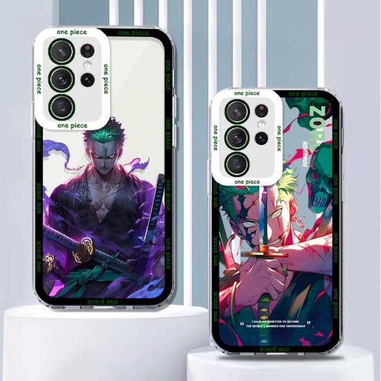 ينطبق على Samsung S22 One Piece A32 Luffy 31 Zoro M11 Dragon Ball Fe Goku Pro شفاف 23