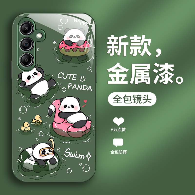 مناسبة لـ Samsung A73 Mobile Phone Case A72 Liquid Glass A71 Swimming Panda A70 Cartoon A70 A50 A50 Men and Women مناسبة لـ Samsung A73 Mobile Phone Case A72 Liquid Glass A71 Swimming Panda A70 Cartoon A70 A50 A50 Men and Women