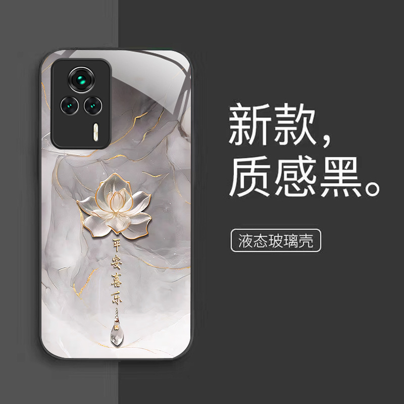 الحبر والمياه Joy Lotus مناسبة للأرز الأحمر Note13 Case Mobile Phone Case K80 High-end Sense K70 الصينية 4x الأزياء الزجاجية الحبر والمياه Joy Lotus مناسبة للأرز الأحمر Note13 Case Mobile Phone Case K80 High-end Sense K70 الصينية 4x الأزياء الزجاجية