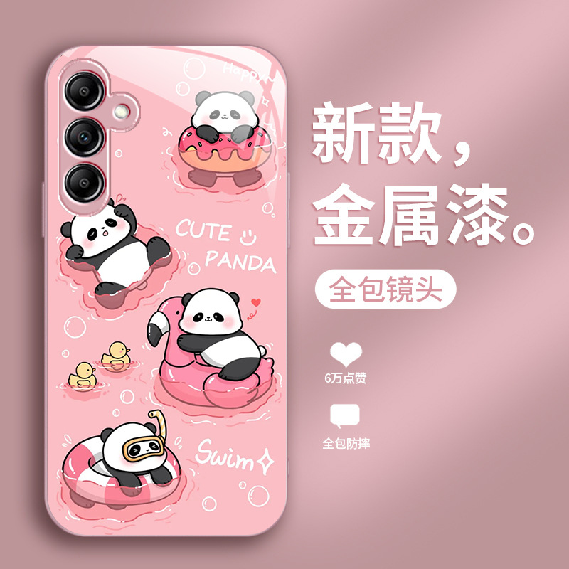مناسبة لـ Samsung A73 Mobile Phone Case A72 Liquid Glass A71 Swimming Panda A70 Cartoon A70 A50 A50 Men and Women مناسبة لـ Samsung A73 Mobile Phone Case A72 Liquid Glass A71 Swimming Panda A70 Cartoon A70 A50 A50 Men and Women