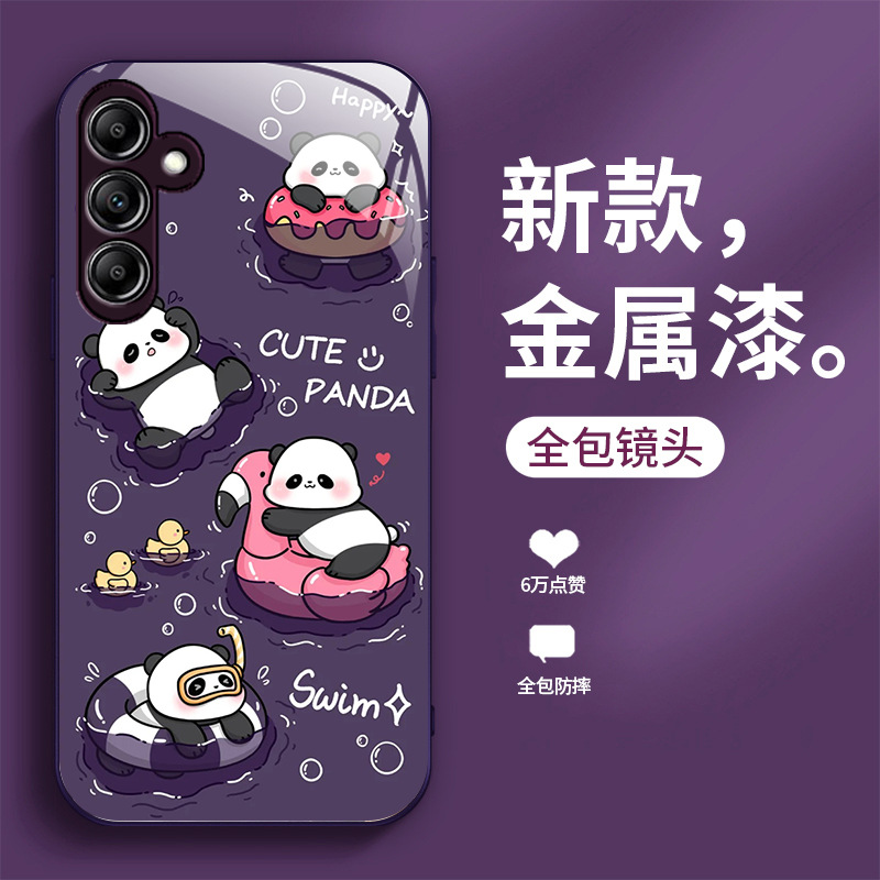 مناسبة لـ Samsung A73 Mobile Phone Case A72 Liquid Glass A71 Swimming Panda A70 Cartoon A70 A50 A50 Men and Women مناسبة لـ Samsung A73 Mobile Phone Case A72 Liquid Glass A71 Swimming Panda A70 Cartoon A70 A50 A50 Men and Women