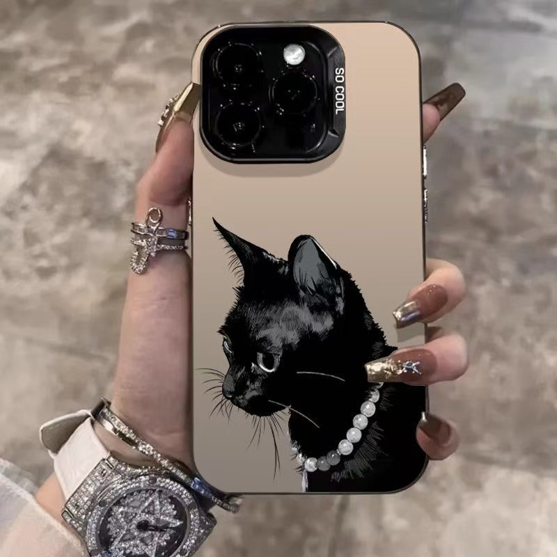 جراب قلادة القطة السوداء لهواتف ايفون Apple 16Pro وiPhone 15 Pro Premium و14 Pro 13 Pro جراب قلادة القطة السوداء لهواتف ايفون Apple 16Pro وiPhone 15 Pro Premium و14 Pro 13 Pro