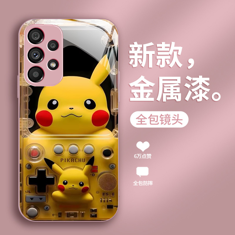 مناسبة لـ Samsung S10 Pikachu S20 Gaming Console S22 Cartoon Fe Glass Shell بالإضافة مناسبة لـ Samsung S10 Pikachu S20 Gaming Console S22 Cartoon Fe Glass Shell بالإضافة