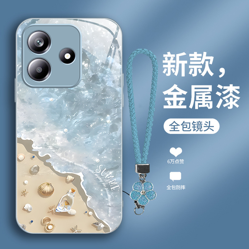 مناسب لـ Redmi K80 Case Mobile Phone K70 Beach Wave K60 Shell 40 Metal Paint 30 Summer Pro Flower Lanyard مناسب لـ Redmi K80 Case Mobile Phone K70 Beach Wave K60 Shell 40 Metal Paint 30 Summer Pro Flower Lanyard