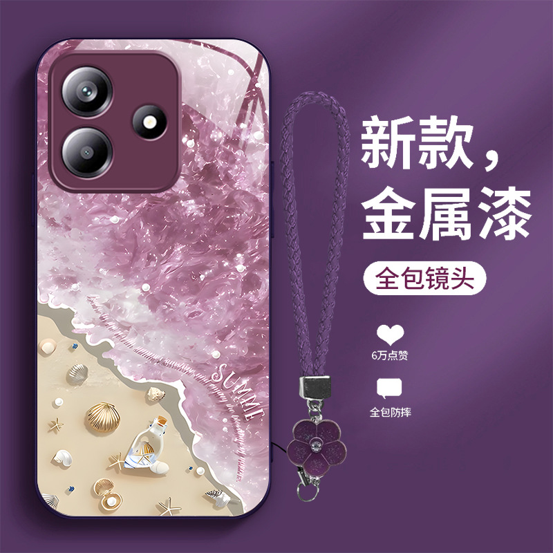 مناسب لـ Redmi K80 Case Mobile Phone K70 Beach Wave K60 Shell 40 Metal Paint 30 Summer Pro Flower Lanyard مناسب لـ Redmi K80 Case Mobile Phone K70 Beach Wave K60 Shell 40 Metal Paint 30 Summer Pro Flower Lanyard