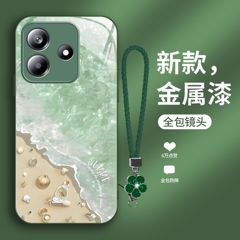 مناسب لـ Redmi K80 Case Mobile Phone K70 Beach Wave K60 Shell 40 Metal Paint 30 Summer Pro Flower Lanyard مناسب لـ Redmi K80 Case Mobile Phone K70 Beach Wave K60 Shell 40 Metal Paint 30 Summer Pro Flower Lanyard