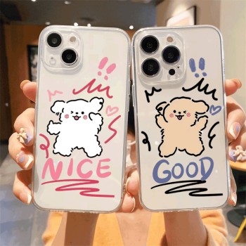 ينطبق على Apple 16 مساءً CASE Mobile Case Cartoon 15 خطوط جرو 14 الأزواج 7 إبداعية XS الشفافة x aliexpress تسليم