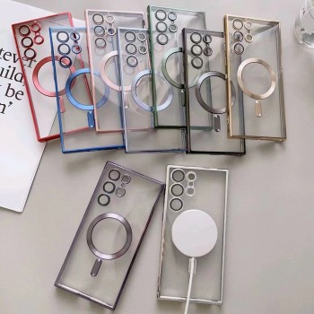 مناسبة لـ Samsung S25 Ultra Mobile Phone Case Electrodlated Magnetric Soft Case S22+ تأتي مع حالة حماية فيلم العدسة 21