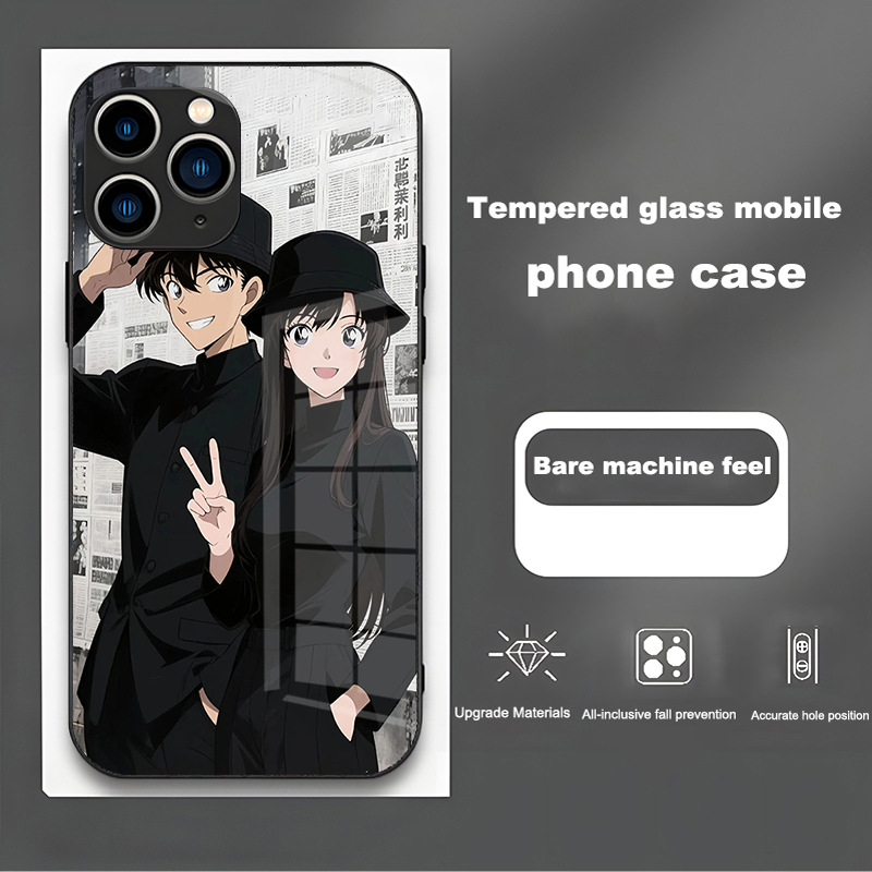 ينطبق على Apple 16Plus Mobile Case 15 Cartoon 14 Newspaper Conan 13 Xiaolan 12 زوجين 11 زجاج XS Love ينطبق على Apple 16Plus Mobile Case 15 Cartoon 14 Newspaper Conan 13 Xiaolan 12 زوجين 11 زجاج XS Love