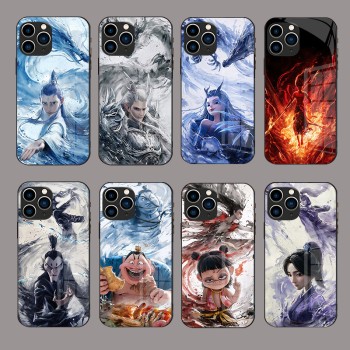ينطبق على Apple 16 Mobile Phone Case 15 Comic المحلي 14 Nezha 13 Demon Child 12 Plus Plus Plus Glass Pro anti fall and scratch