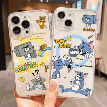 ينطبق على Apple 15 Plus Phone Case XR Cat و Mouse XS Tom 16 Jerry 12 Men and Women