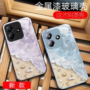 مناسب لـ Redmi K80 Case Mobile Phone K70 Beach Wave K60 Shell 40 Metal Paint 30 Summer Pro Flower Lanyard