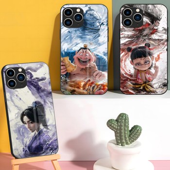 ينطبق على Apple 16 Mobile Phone Case 15 Comic المحلي 14 Nezha 13 Demon Child 12 Plus Plus Plus Glass Pro anti fall and scratch