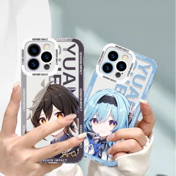 anime Genshin Impact for iPhone 16 Cartoon Pro اليابانية الكرتون 13mini لطيف ماكس حزمة كاملة الملاك عيون XS anti-fall
