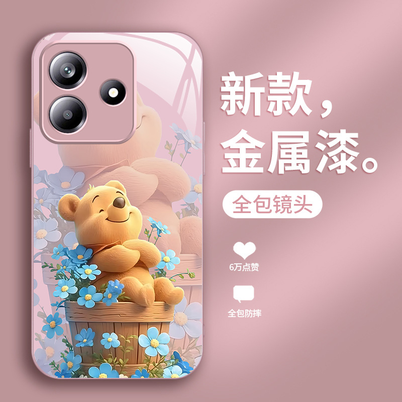 مناسبة لـ Redmi K80 Case Mobile Phone Case K70 Cartoon K60 Winnie Bear K50 Blue Flowers K40 Liquid K30 لطيف مناسبة لـ Redmi K80 Case Mobile Phone Case K70 Cartoon K60 Winnie Bear K50 Blue Flowers K40 Liquid K30 لطيف