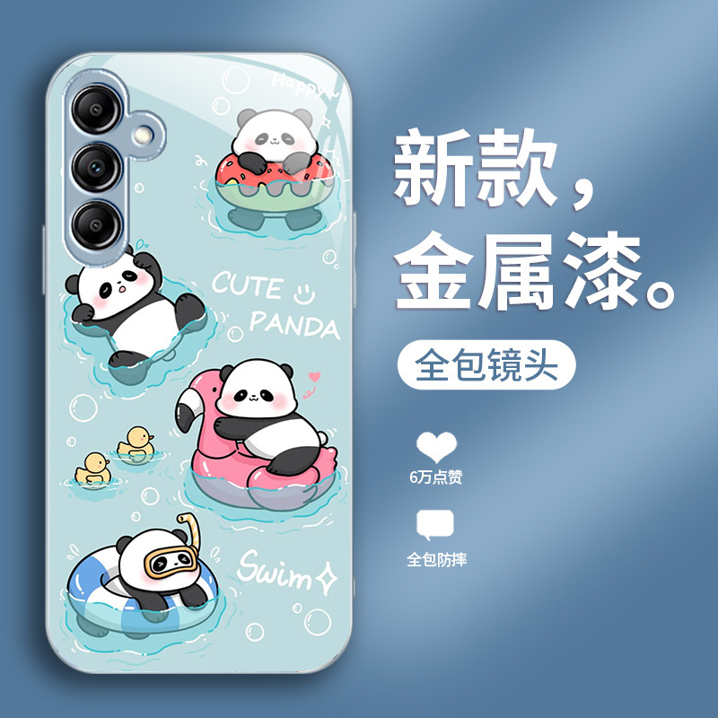 مناسبة لـ Samsung A73 Mobile Phone Case A72 Liquid Glass A71 Swimming Panda A70 Cartoon A70 A50 A50 Men and Women مناسبة لـ Samsung A73 Mobile Phone Case A72 Liquid Glass A71 Swimming Panda A70 Cartoon A70 A50 A50 Men and Women