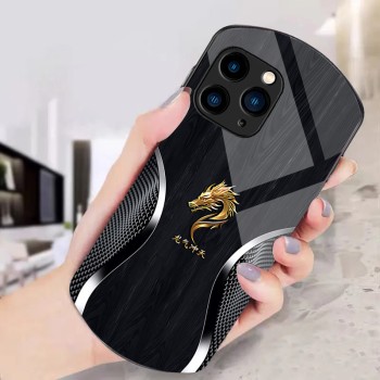 ينطبق على Apple 15Pro Glass Shell 14max Oval 13 Dragon Energy 11 Simple XR Wood Grain iPhonexs