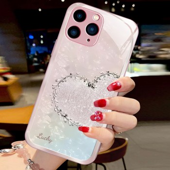 قابلة للتطبيق على Apple 16 Mobile Phone Case 15 Diamond Love 14 Small Fresh 13 Electroplated 12 Glass 11 Highlend Sense XS Full Package