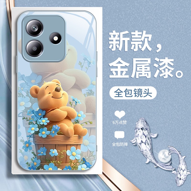 مناسبة لـ Redmi K80 Case Mobile Phone Case K70 Cartoon K60 Winnie Bear K50 Blue Flowers K40 Liquid K30 لطيف مناسبة لـ Redmi K80 Case Mobile Phone Case K70 Cartoon K60 Winnie Bear K50 Blue Flowers K40 Liquid K30 لطيف