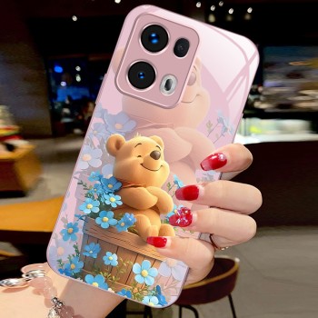 ينطبق على OPPOFINDX8 للهاتف المحمول CASE X7 Cartoon Pro Winnie Bear A32 Blue Flowers A96 Liquid A97 لطيف