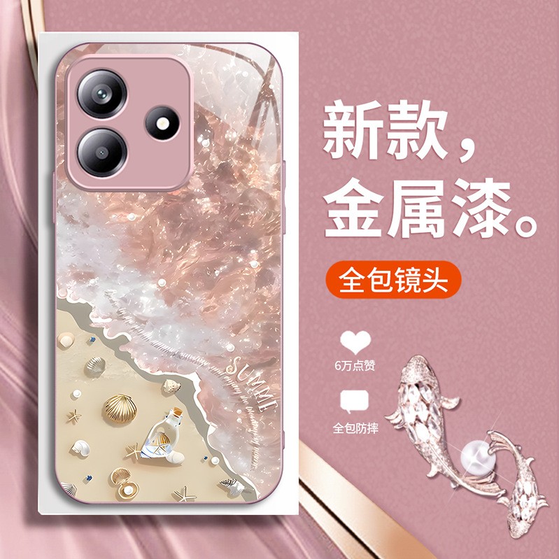 مناسب لـ Redmi K80 Case Mobile Phone K70 Beach Wave K60 Shell 40 Metal Paint 30 Summer Pro Flower Lanyard مناسب لـ Redmi K80 Case Mobile Phone K70 Beach Wave K60 Shell 40 Metal Paint 30 Summer Pro Flower Lanyard