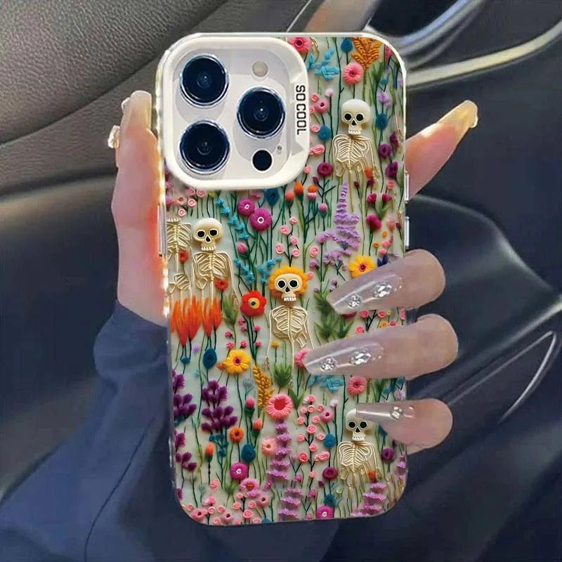 الهيكل العظمي للزهور مناسب لـ Samsung S23FE Case S25ultra/Note20/S24Plus/S21/A06/A54 الهيكل العظمي للزهور مناسب لـ Samsung S23FE Case S25ultra/Note20/S24Plus/S21/A06/A54