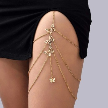 عبر الحدود الأوروبية والأمريكية الساخنة بيع سلسلة الساق مبالغ فيها مثير الدانتيل تمتد سلسلة فراشة أزياء سلسلة متعددة الطبقات الجسم الحلي