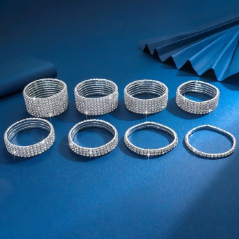 التجارة الخارجية مجوهرات الماس مجموعة كاملة من الماس أساور مرنة الذهب والفضة اللون متعدد الطبقات اختيار أساور بالجملة المصنع مباشرة