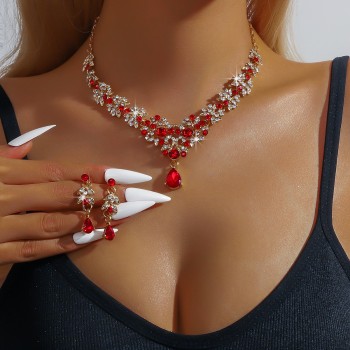 مجموعة مجوهرات الزفاف قلادة أقراط اثنين من قطعة مجموعة مجوهرات الزفاف