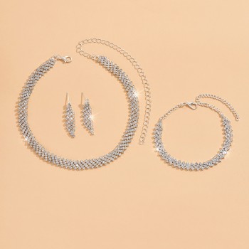 حارّ عمليّة بيع نمط عقد حلق سوار ثلاثة قطعة مجموعة عرس ثوب مجوهرات