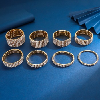 التجارة الخارجية مجوهرات الماس مجموعة كاملة من الماس أساور مرنة الذهب والفضة اللون متعدد الطبقات اختيار أساور بالجملة المصنع مباشرة