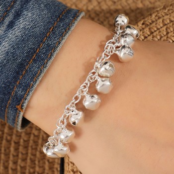 التجارة الخارجية عبر الحدود الساخنة الكورية أزياء أساور أساور الأزياء اليابانية والكورية من ناحية بسيطة ورائعة مجوهرات فضية جلجل سوار