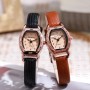 العلامة التجارية الجديدة الرجعية حزام من الجلد على شكل برميل النبيذ السيدات ووتش العلامة التجارية الجديدة الرجعية حزام من الجلد على شكل برميل النبيذ السيدات ووتش