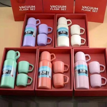 جديد ماركارون اليد هدية كأس الترمس الفولاذ المقاوم للصدأ كأس فراغ مزدوج مع ثلاثة غطاء هدية مجموعة كأس الترمس