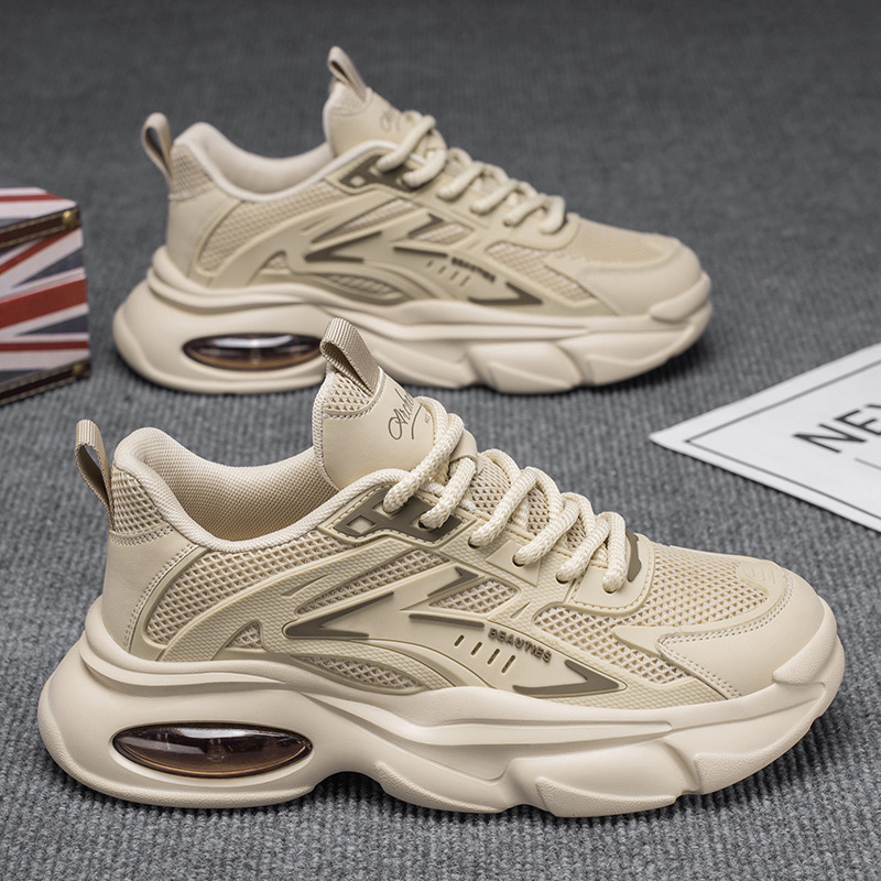 أحذية رياضية رجالية بعنق منخفضة من القماش الشبكي والبولي فينيل كلوريد