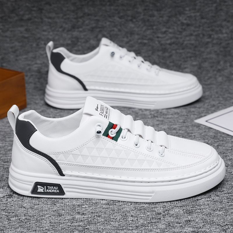  أحذية رجالية من الجلد قابلة للتنفس، أحذية بيضاء، أحذية رياضية صيفية كاجوال للرجال