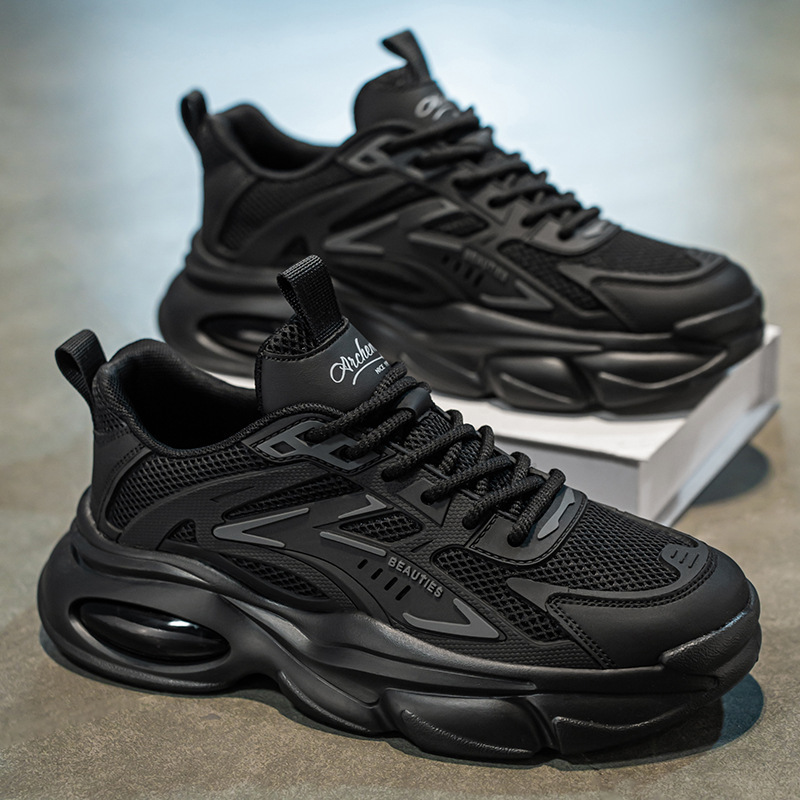 أحذية رياضية رجالية بعنق منخفضة من القماش الشبكي والبولي فينيل كلوريد