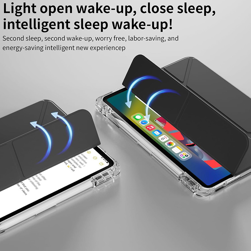 جراب واقٍ مناسب لجهاز iPad Air 11 اللوحي مع طي ثلاثي وفتحة للقلم من مادة TPU الناعمة لحماية iPad Air 4/5 مقاس 11 بوصة