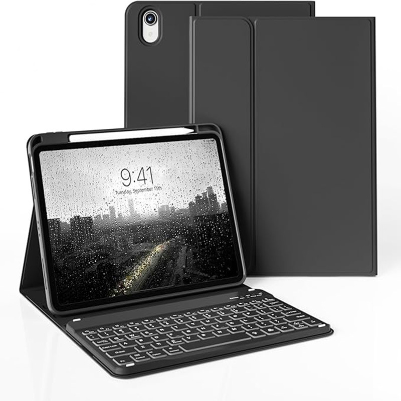 جراب حماية مناسب لجهاز iPad اللوحي iPad 10th جراب حماية لوحة مفاتيح بلوتوث iPad 11 جراب جلدي قابل للفصل مغناطيسيًا