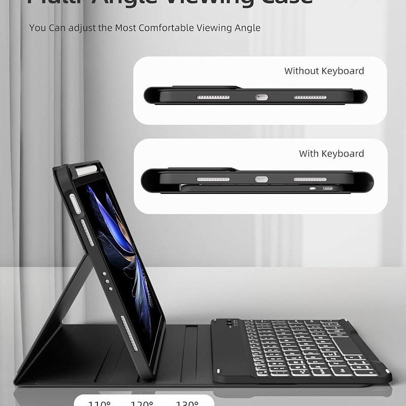 جراب حماية مناسب لجهاز iPad اللوحي iPad 10th جراب حماية لوحة مفاتيح بلوتوث iPad 11 جراب جلدي قابل للفصل مغناطيسيًا