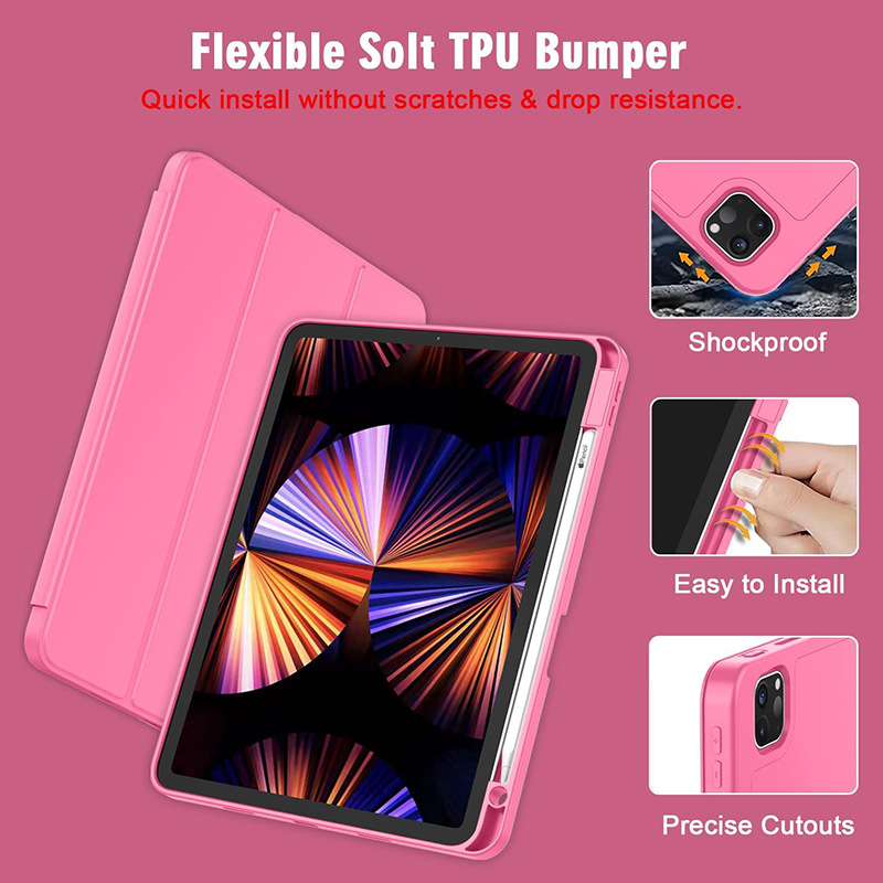 جراب حماية لجهاز iPad 2025 مع فتحة قلم، جراب حماية لجهاز iPad Pro مقاس 12.9 بوصة، جراب حماية بملصق خلفي لجهاز iPad Pro مقاس 13 بوصة