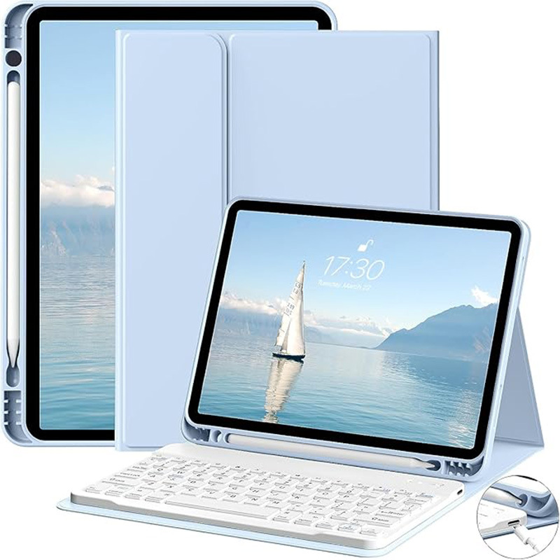 جراب حماية مناسب لجهاز iPad اللوحي iPad 10th جراب حماية لوحة مفاتيح بلوتوث iPad 11 جراب جلدي قابل للفصل مغناطيسيًا