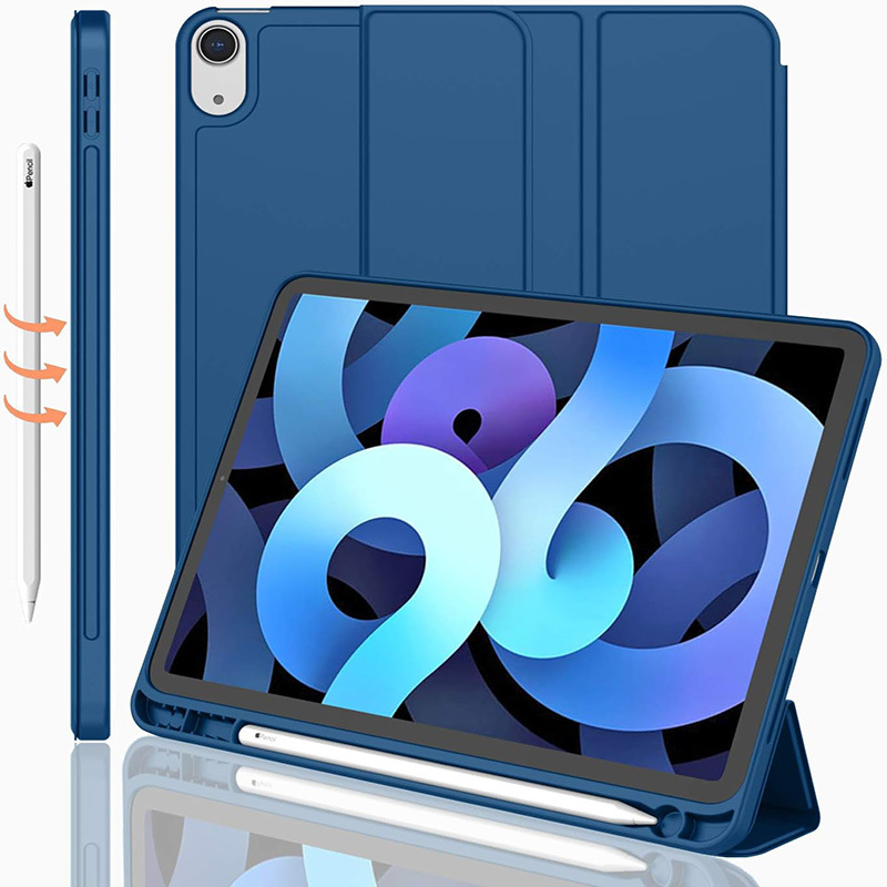 جراب واقٍ مناسب لجهاز iPad Air 11 اللوحي مع طي ثلاثي وفتحة للقلم من مادة TPU الناعمة لحماية iPad Air 4/5 مقاس 11 بوصة