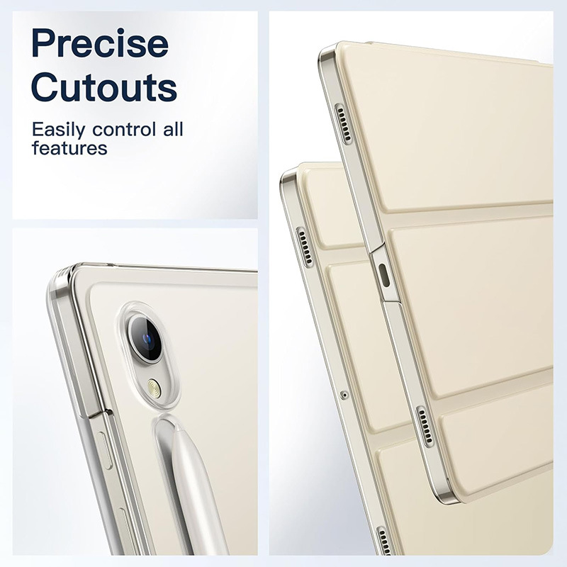 جراب حماية مناسب لجهاز Samsung s9FE اللوحي s10 جراب حماية شفاف S11FE ثلاثي الطي مع جراب جلدي للنوم