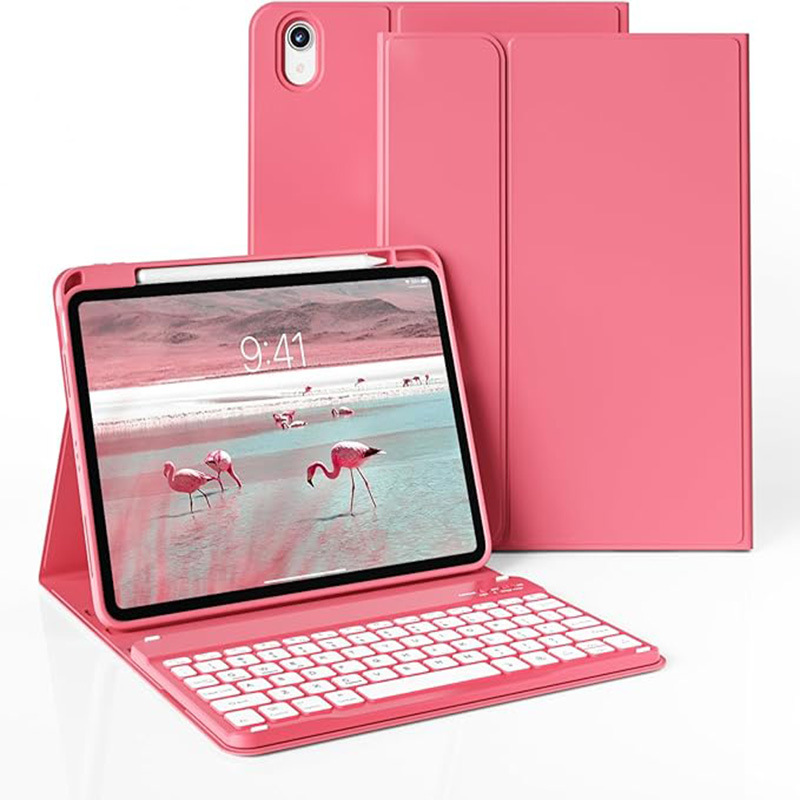 جراب حماية مناسب لجهاز iPad اللوحي iPad 10th جراب حماية لوحة مفاتيح بلوتوث iPad 11 جراب جلدي قابل للفصل مغناطيسيًا