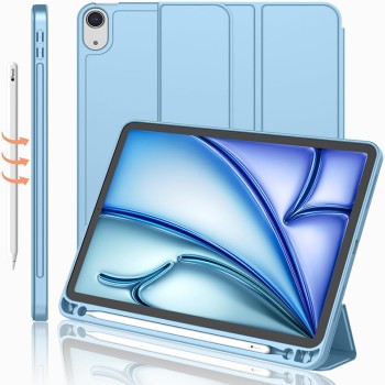 جراب واقٍ مناسب لجهاز iPad Air 11 اللوحي مع طي ثلاثي وفتحة للقلم من مادة TPU الناعمة لحماية iPad Air 4/5 مقاس 11 بوصة