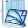 جراب واقٍ مناسب لجهاز iPad Air 11 اللوحي مع طي ثلاثي وفتحة للقلم من مادة TPU الناعمة لحماية iPad Air 4/5 مقاس 11 بوصة