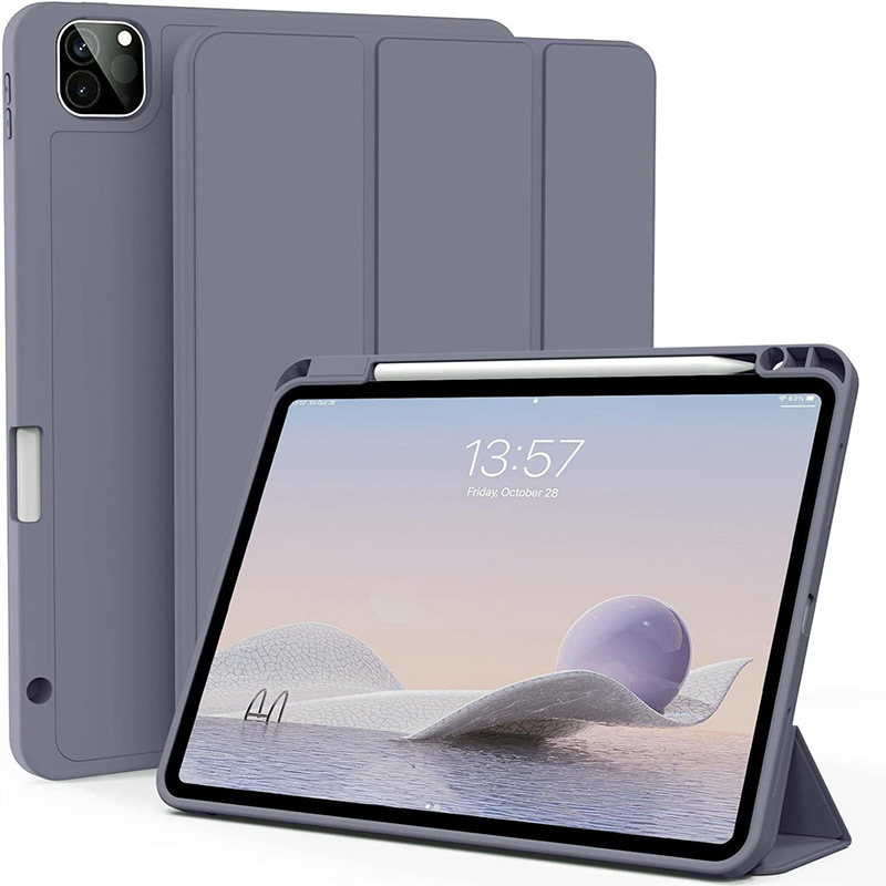 جراب حماية مناسب لجهاز iPad Pro مقاس 11 بوصة، غلاف مسطح قابل للطي ثلاثي الأبعاد، غلاف مسطح متصل بالجزء الخلفي لجهاز Pro11، غلاف ناعم لجهاز Pro13